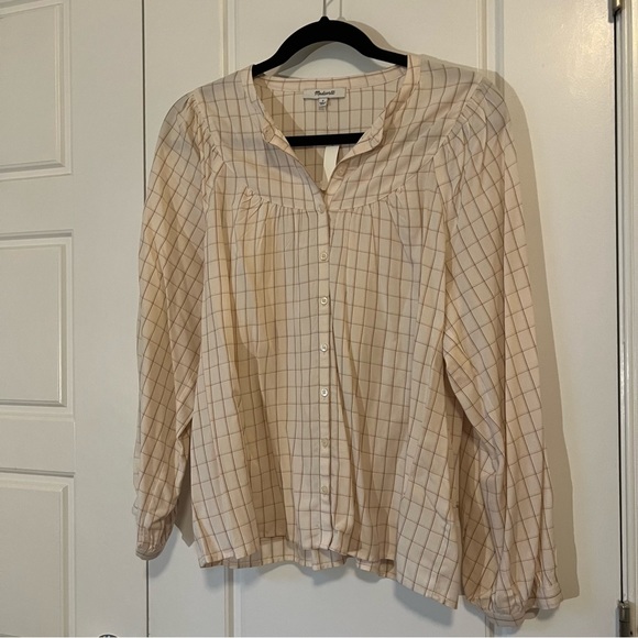 Madewell balloon sleeve peasant top in windowpane - Picture 4 of 10